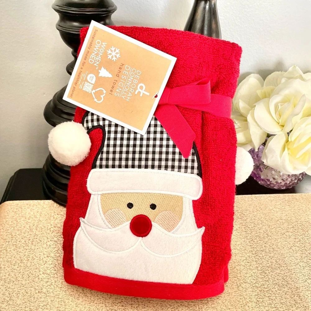 NWT SET OF 2 3D SANTA CLAUS Hand Towels